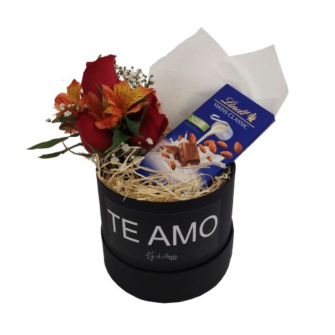 Box Floral - Te amo com chocolate Lindt